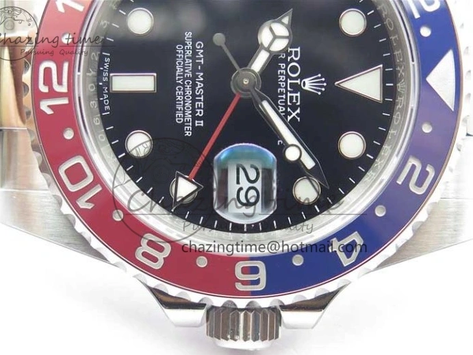 MiroTime 0413 GMT Master II 126719 BLRO Red Blue Ceramic 316L Steel ROF Best Edition Black Dial on SS Bracelet A Elegant 2654